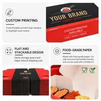 Boîte à sushi rectangulaire pliable en papier biodégradable recyclable avec fenêtre, impression personnalisée, écologique, pour emporter