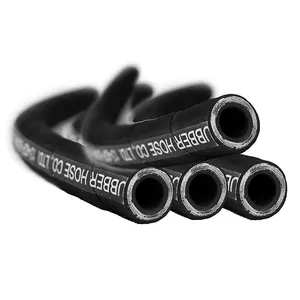 Four steel spiral 3/8 Inch Black Wrapped Surface Oil Rubber Hose for mining excavator