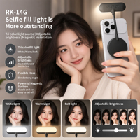 Lampe de remplissage souple RK-14G pour téléphones, compatible MagSafe, température de couleur réglable, pour selfies et photographie en direct