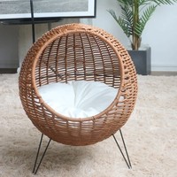 Lit pour chat en osier tissé à la main, vente chaude en usine, niche semi-fermée pour chat, nid pour chat mignon pour l'hiver et l'été, meubles pour animaux de compagnie écologiques