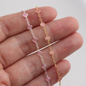 Chaîne à maillons trèfle à quatre feuilles émaillée multicolore <span class=keywords><strong>en</strong></span> or 14K plaqué/<span class=keywords><strong>argent</strong></span> S925, largeur 4,3 mm/5 mm, 1+5, apprêts permanents pour bijoux DIY - Product Image 5