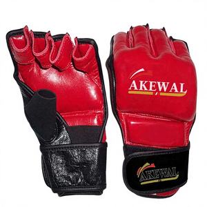 AKEWAL Gants de boxe MMA à moitié de haute qualité en cuir 100% avec logo personnalisé et également disponibles en cuir synthétique - Product Image 1