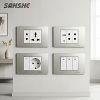 Interrupteur modulaire SANSHE gris brossé style 118, prise de courant universelle, accessoires électriques DIY pour la décoration de la Thaïlande et de la Malaisie