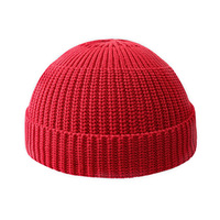 Gorro a granel acanalado de punto de alta calidad con etiqueta personalizada 100% gorro de acrílico gorro de invierno liso tipo corto para hombres Unisex