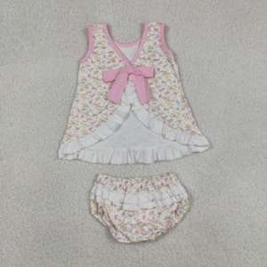 Conjuntos de Ropa para Bebés al por Mayor, RTS Boutique Casual, Camiseta Tipo Túnica con Estampado de Flores de Jardín para Niñas, Estilo MAMA'S GIRL, 2 Piezas - Product Image 4