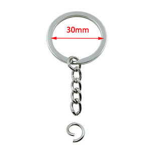 Anneaux plats fendus en acier de 30 mm argentés/dorés/noirs/bronze pour porte-clés, loisirs créatifs, fabrication de porte-clés - Product Image 1
