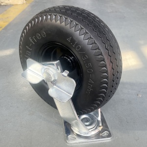 10-Zoll Industrie-Lenkrolle mit pannensicherem Reifen und feststellbarer Lenkplatte für Werkbankwagen, Trolleys und Transportkarren - Product Image 2