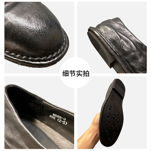 Mocasines de Cuero Negro para Hombre QHCCID, Cosidos a Mano, de Cuero Genuino, Tacón Bajo, Zapatos Casuales - Product Image 5