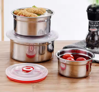 Gemakkelijk te reinigen gepolijste roestvrijstalen lunchbox van PP, verwarmbaar, milieuvriendelijk, voor thuis, fruit- en groentebewaring, korte reizen