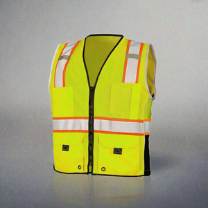Gilet de travail personnalisé, gilet de sécurité haute visibilité jaune, vêtements de travail en maille réfléchissante avec poches et fermeture éclair - Product Image 3