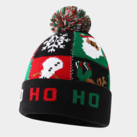 Bonnet tricoté d'hiver pour Noël avec pompon, idéal pour adultes et enfants, parfait pour les fêtes.