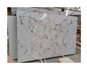 Calacatta White Quartz Stone Slab Cut-to-Size Artificial Marble Stone Countertops Floors Interiors Exteriors Hotels-Chinese