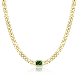 18k gold plated 925 sterling silver elegancy curb chain with crystal necklace indian bridal jewelry