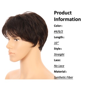 <span class=keywords><strong>Peluca</strong></span> corta sintética de alta temperatura JINRUILI, <span class=keywords><strong>peluca</strong></span> masculina recta Natural de alta calidad, <span class=keywords><strong>peluca</strong></span> corta bonita marrón oscuro para hombres - Product Image 2