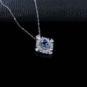 925 silver oval cornflower pendant pear diamond light luxury collarbone chain - Product Image 3