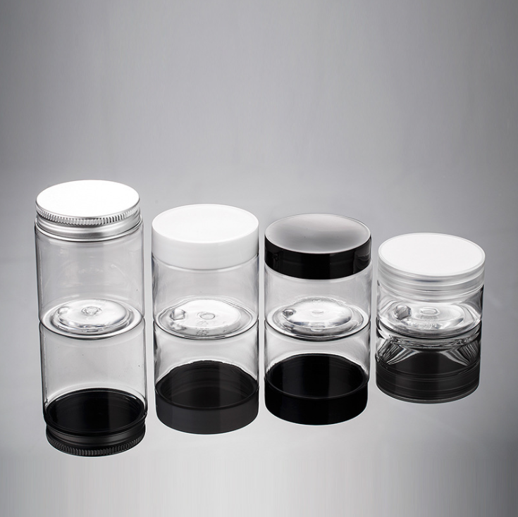 50ml 100ml 120ml 150ml 200ml 250ml 4oz 8oz Clear Plastic Pet Container Food Jar With Custom Plastic Lid Metal Lid