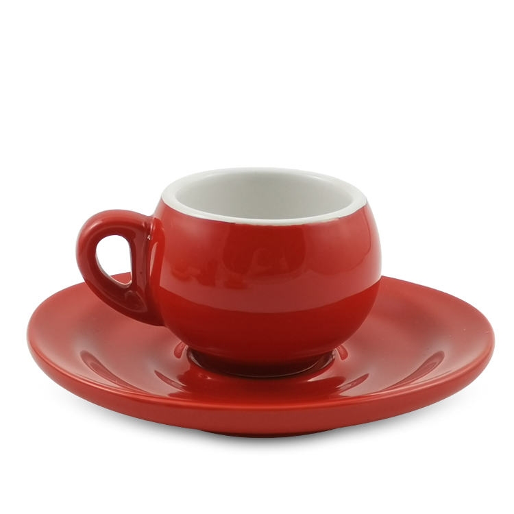 Cappuccino Cốc Gốm 75ML Đơn Giản Kèm Đĩa Tách Cà Phê Phong Cách Châu Âu Bộ Đĩa Và Cốc Cà Phê Dày Bán Sỉ Đồ Đá