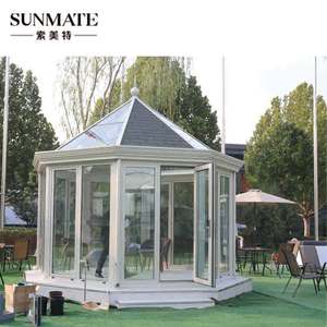 Moderno diseño personalizado de aluminio de cuatro estaciones Gazebo Sunroom Jardín de invierno con Solarium Custom Glass Houses - Product Image 5