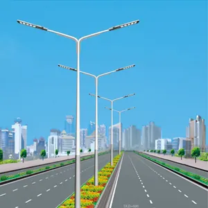 Bis 120 W Surya Lampu Jalan dengan Lengan Ganda Tiang Lampu Jalan