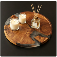 Plateau à thé et à dîner en bois et résine époxy haut de gamme, style chinois, fait main, pour service à thé, rangement de tasses et de bijoux, cadeau d'affaires