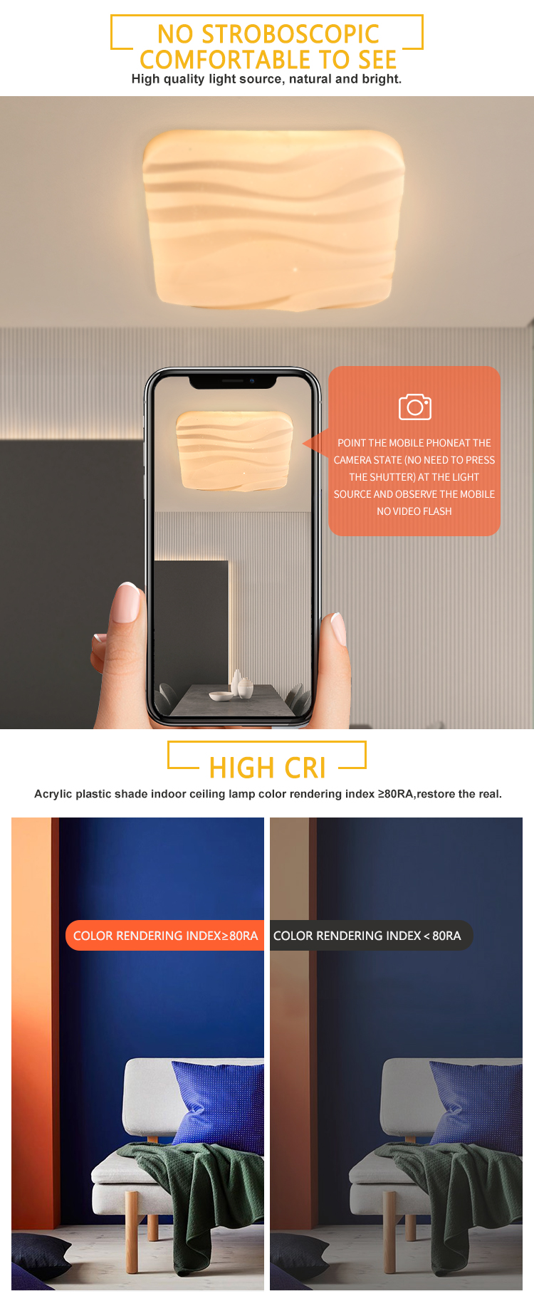 New Product 16Watt 24Watt 56Watt Plastic Shade Square LED Ceiling Light