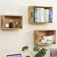 Boîte en bois imbriquée polie de 3 pièces Panier de rangement mural Décoration Riser