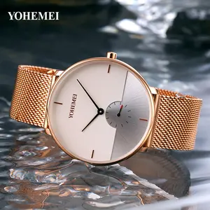 Unisex Fashion Simple Design Quartz Horloges 3 Naalden Mesh Strap Guess Rose Gold Heren Merk Horloge Dames Polshorloges