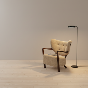 Fauteuil pouf Woolf, style rétro français moderne, en bois massif, avec revêtement en tissu, housse amovible, pour la maison, le bureau, la chambre à coucher, la salle à manger - Product Image 6