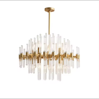Lustre moderne en verre cristal K9 de luxe, design doré pour hall d'entrée, salon, chambre à coucher, mariage