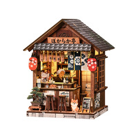 Cabaña Arquitectónica Yiran Inn, Modelo de Cabaña de Madera Hecha a Mano de Estilo Japonés, para Ensamblar, Adorno, 15.2x12.4x18.2cm, Caja Blanca
