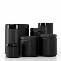 Pots cosmétiques en plastique noir mat vides 300-800 ml, contenants HDPE avec couvercles pour emballage de soins de la peau