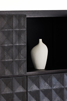 Meubles modernes personnalisés de haute qualité, armoire latérale carrée à quatre portes en chêne pin noir mat