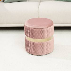 Taburete de <span class=keywords><strong>terciopelo</strong></span> personalizado Bailey, otomana suave <span class=keywords><strong>rosa</strong></span> con mechones, con almacenamiento, taburete redondo, <span class=keywords><strong>PUF</strong></span>, taburete otomano, silla, pie para dormitorio - Product Image 1