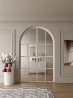 Puerta Decorativa Interior de Doble Arco, Estilo Francés Moderno, de Aleación de Aluminio, Acabado Retro