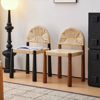 Chaise de salle à manger moderne en bois de frêne massif, durable, garantie 1 an, corde en herbe aquatique, couleur noyer, pour la maison, les loisirs, l'hôtel, confortable