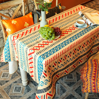 Nappe en coton et lin mélangé à imprimé géométrique style bohème pour la maison, les pique-niques, le camping et les fêtes en plein air (vente en gros)