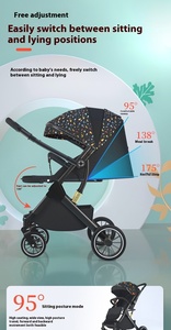 Xe đẩy em bé sơ sinh gấp hai chiều với hấp thụ sốc có thể ngồi hoặc nằm - Product Image 5