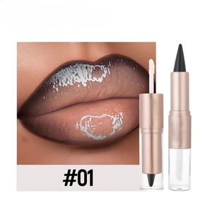 Hot Selling Double Head 2-in-1 Moisturizing Glossy Matte Hook Line <b>Lipstick</b> & Lip Gloss Mirror Designed for Women - Product Image 5