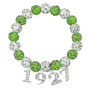 Nuevo lanzamiento América GF Organización Año de Fundación Diseño Verde Cristal Con cuentas 1927 Pulsera elástica para Girl Friends Inc - Product Image 1