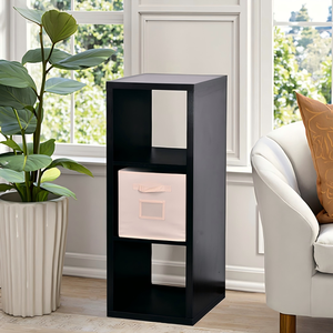 Bằng Gỗ <span class=keywords><strong>Cube</strong></span> Lưu Trữ Tổ Chức Phòng Khách Đồ Nội Thất 3 Không Gian Màu Đen Tủ Lưu Trữ Với Vải Ngăn Kéo - Product Image 3