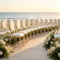 Chaises Métalliques Empilables Dorées à Dossier Rond pour Événements, Mariages et Banquets
