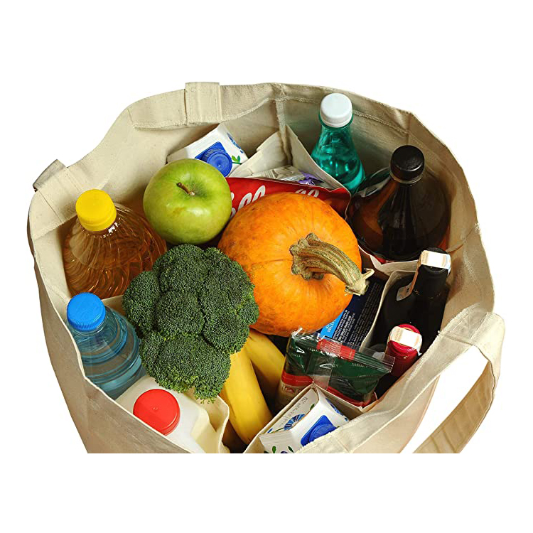 Washable Eco-friendly Reusable Heavy Duty Double Bottom Canvas Tote Bags