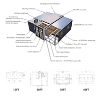 Casa Contenedor Prefabricada Portátil Expandible de 40 pies x 20 pies, Resistente a Huracanes, Tipo Granny Flat, con 4 Dormitorios