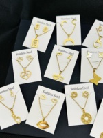 Kalung Liontin Bunga Baja Tahan Karat 2026 Anting Cincin Vintage Chic Tahan Air Set Perhiasan Pesta Hadiah