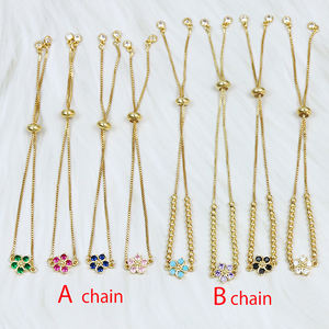 Bracelets fins en or rempli 18 carats, fleurs délicates, réglables, bijoux pour femmes, zircon pavé, bracelet <span class=keywords><strong>Daizy</strong></span> - Product Image 3