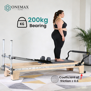 Reformer Pilates ONEMAX en bois d'érable à résistance réglable et à glissière complète pour <span class=keywords><strong>la</strong></span> maison et le studio - Product Image 2