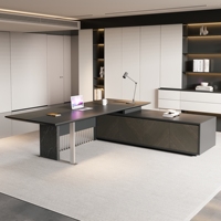 WESOME Table et chaise de bureau de luxe Boss Modern L Shaped Office Ceo Table en bois avec tiroirs Office Desk