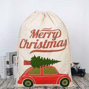 Sac de Noël en gros 2026, vente chaude, haute qualité, 100 % coton, personnalisé, avec cordon de serrage, sac du Père Noël, décoration de Noël - Product Image 4