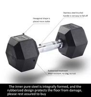 Haltère hexagonal de haute qualité avec revêtement en PVC Noyau en fonte noir 5-100 LB Gamme de poids-Vente directe d'usine et livraison gratuite