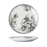 Assiette à steak de style occidental haut de gamme, en porcelaine végétale vintage, style rétro, assiette plate, pour hôtel, usage commercial, compatible micro-ondes
